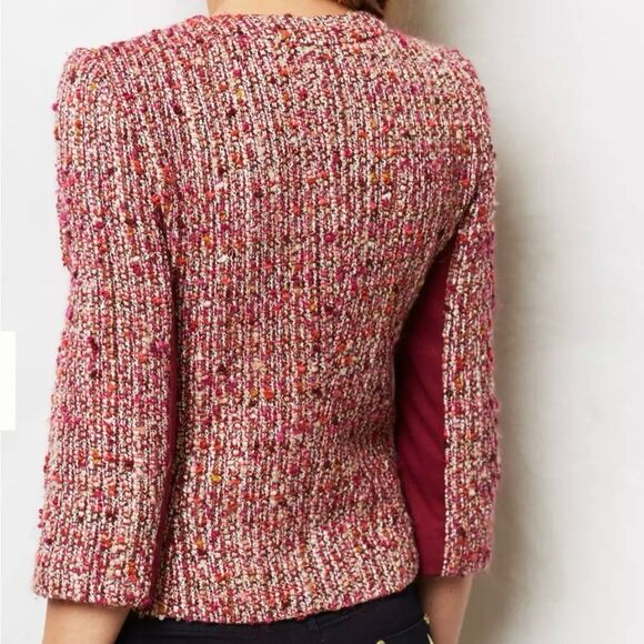 Anthropologie Cartonnier Pink Multicolor Rosily Tweed Jacket Size 4 - Picture 2 of 14